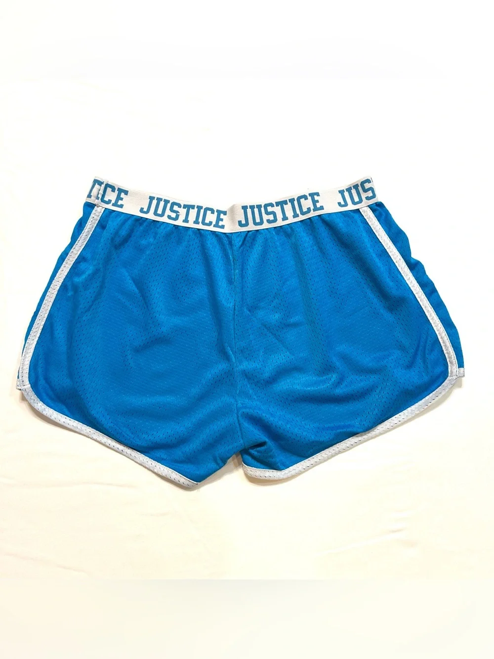 Justice Bright Blue Mesh Sports Shorts with White Trim